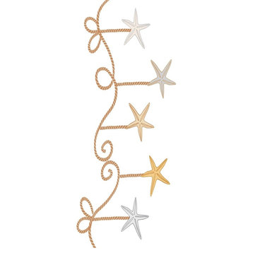 Starfish Ornaments Decorative Holiday Geometric Print Bath Towel, Gold