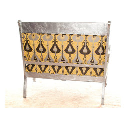 Ikat Settee in gray, black, and gold - Products