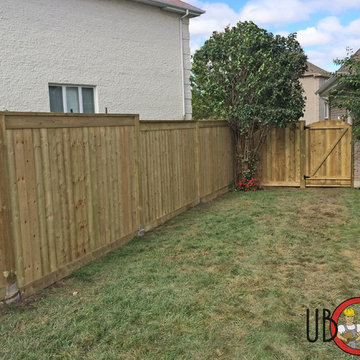 Palisade Style Wood Fence, 6x6 posts, with Horizontal Trim Boards