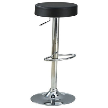 Catania Modern / Contemporary Faux Leather Round Adjustable Bar Stool in Black