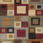 Tayse Rugs - Jamie Contemporary Abstract Multi-Color Rectangle Area Rug, 5' x 7' - Subtle inflections of color in this area rug harmonize to form an abstract design of blocks within blocks. This area rug is a perfect addition to Contemporary or contemporary styles. In shades of red