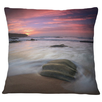 Beautiful Guincho Beach in Portugal Seashore Throw Pillow, 18"x18"