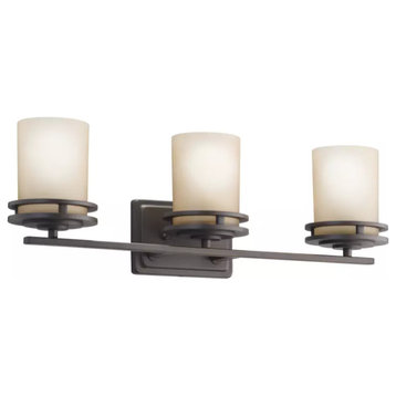 3 light Bath Fixture - Soft Contemporary inspirations - 7.75 inches tall by 24