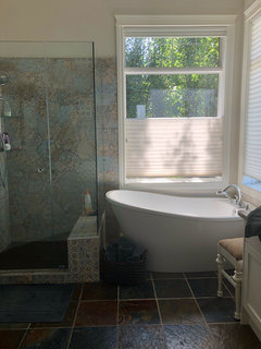 tile behind freestanding tub
