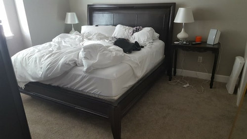 dark bed light nightstands