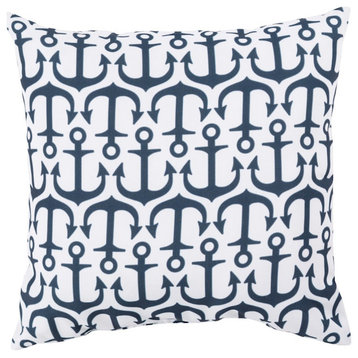 Rain by Surya Poly Fill Pillow, Navy/Ivory, 18'