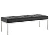 Fiona Black Tufted Large Upholstered Faux Leather Bench