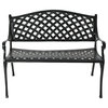 Contemporary Patio Bench, Checkered Design With Inward Sloped Seat, Black
