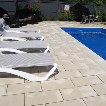 White Deck Pavers and Square Edge Pool Coping
