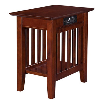 Atlantic Furniture Mission Charger Chair Side Table in Walnut