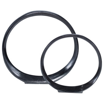 Uttermost Orbits Black Ring Sculptures, 2-Piece Set