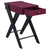 Acme Fierce Side Table With USB Charging Dock Burgundy and Black
