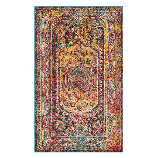 Safavieh Crystal Collection CRS514 Rug, Teal/Rose, 3' X 5'
