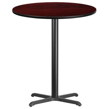 Bowery Hill 36" Round Restaurant Bar Table in Black and Mahogany