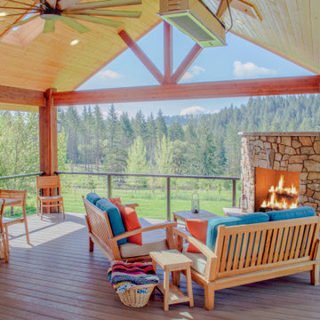 Gable End Patio Cover with Fireplace
