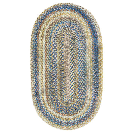 Kill Devil Hill Braided Oval Rug Light Blue, 2'x8' Runner