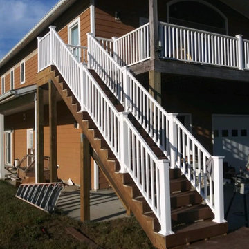 Platforms, stairs and rails.