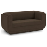Meridian Furniture - Kimora Linen Textured Fabric Upholstered Loveseat, Brown - Upgrade your space with this brown Kimora linen textured fabric loveseat that offers a touch of luxury that's as cozy as it is chic. The tactile softness of the fabric adds to its appeal, ensuring that you not only sit in style but in comfort as well. The rounded arms add a contemporary touch and ensure a snug seating experience for relaxing with your favorite book or watching TV. Its sleek and versatile modern design complements any decor, making it a fantastic addition to your room.