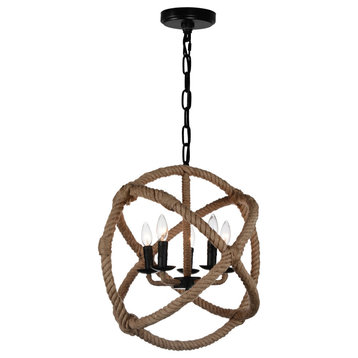 Padma 5 Light Up Chandelier With Black Finish