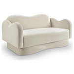 Meridian Furniture - Bloom Upholstered Loveseat, Cream, Velvet - Indulge in the allure of the Cream Velvet Bloom Loveseat by Meridian Furniture. Its captivating design and luxurious Cream Velvet elevate any space with effortless elegance. Crafted with precision and durability in mind, this stunning piece becomes the focal point of gatherings, fostering moments of connection and warmth. Embrace sophistication and style with the Bloom Loveseat, a testament to exquisite taste and timeless beauty.