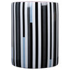 Taurus Ceramic Stool in Modern Stripes Print - Black and White