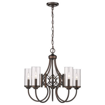Quincy 5 Light Chandelier With Clear Glass Shade