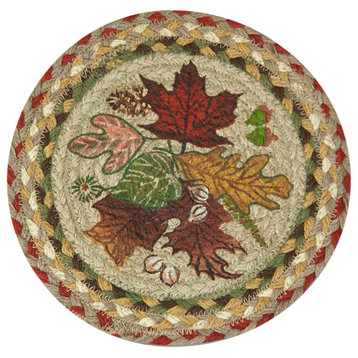 Autumn Leaves Hand Printed Round Sample Rug
