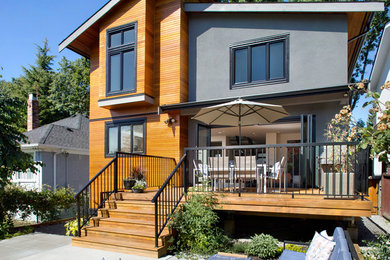 Contemporary two-storey exterior in Vancouver with a shed roof.