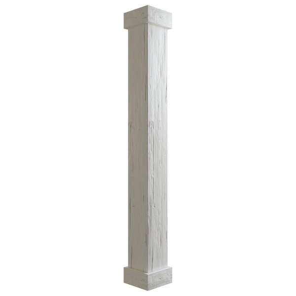 Hand Hewn Endurathane Faux Wood Square Column Wrap w/ Standard Capital