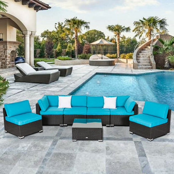 7PC Patio Rattan Wicker Sofa Table Outdoor Garden Sectional Furniture Set
