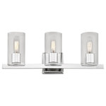 Livex Lighting - Clarion 3 Light Polished Chrome Vanity Sconce - The clarion transitional three light vanity sconce will bring posh sophistication to your decor. The backplate and clear cylinder glass give this polished chrome finish a sleek, contemporary look.