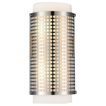 Checkered 2 Light Wall Sconce With Satin Nickel Finish