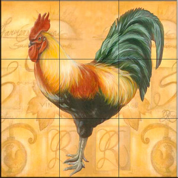 Tile Mural, Rooster 6 by Joelle Goff
