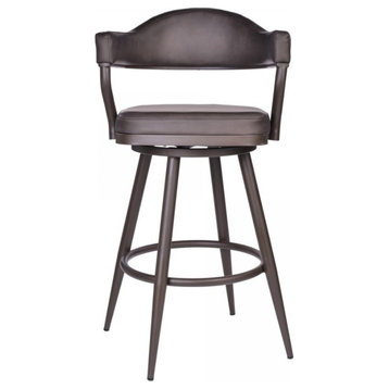 Armen Living Justin Modern 30" Faux Leather Bar Stool in Brown