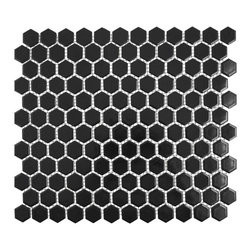 Walls and Floors - Hexagon Matte Tiles, 1 Sheet, Black - Wall & Floor Tiles