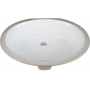 White 17" Oval Undermount Porcelain Bowl