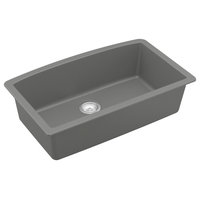 Karran Undermount Quartz 32" Single Bowl Kitchen Sink Kit, Grey