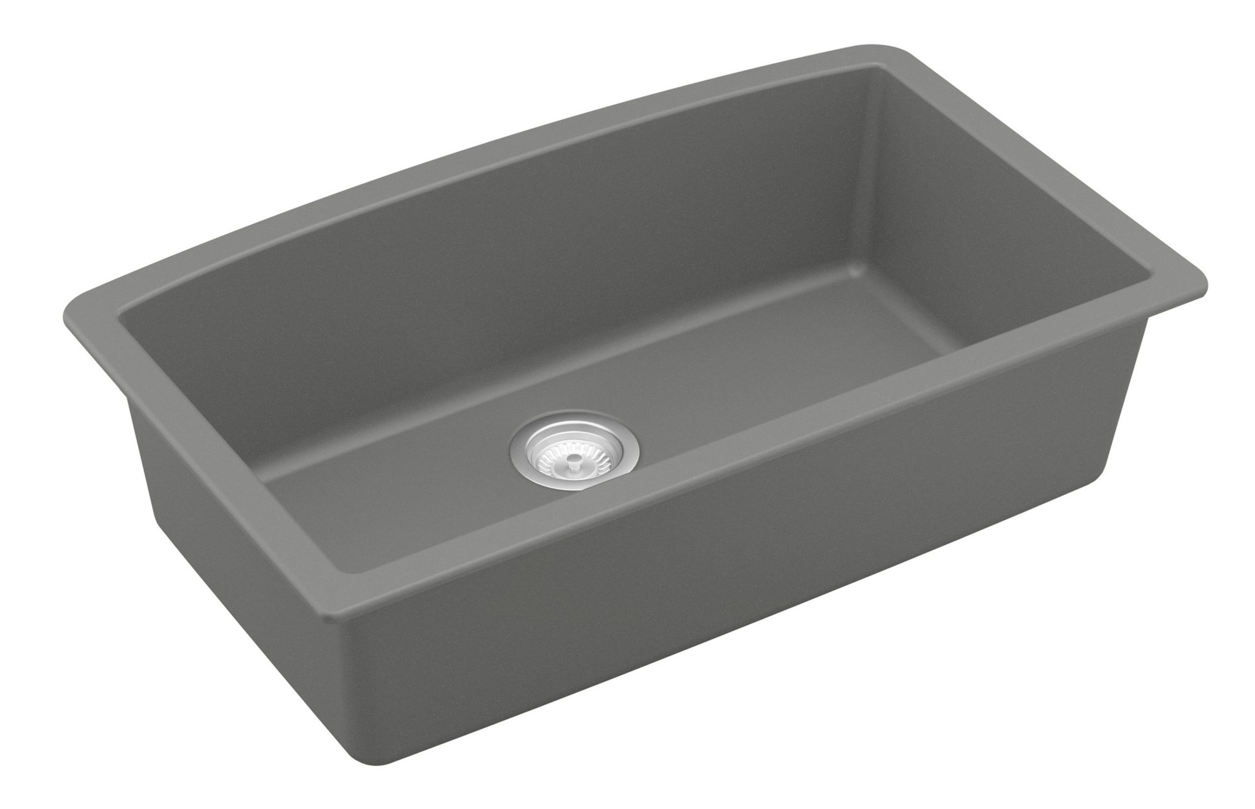 Karran Undermount Quartz 32" Single Bowl Kitchen Sink Kit, Grey