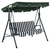 Outdoor Patio Porch Deck Steel Frame 3-Seat Canopy Swing Hammock in Green