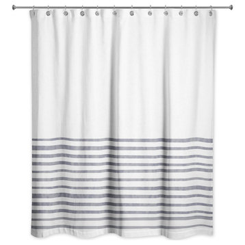 Textured Navy Stripes 71x74 Shower Curtain
