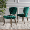 GDF Studio Elizabeth Tufted New Velvet Fabric Dining Chairs, Set of 2, Dark Green