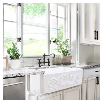 Nantucket Sinks 30-Inch Farmhouse Fireclay Sink with Filigree Apron