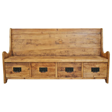 Salvaged Pine Hall Bench with Drawers