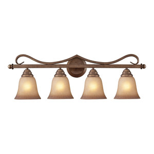 Elk 9322//3 3-Light Vanity in Mocha and Antique Amber Glass