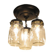 Vintage Mason Jar Ceiling Light Trio, Oil Rubbed Bronze