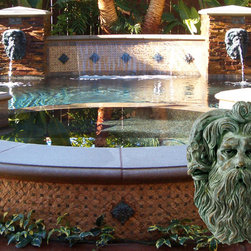 Pool deco metal accent Neptune Head - Products