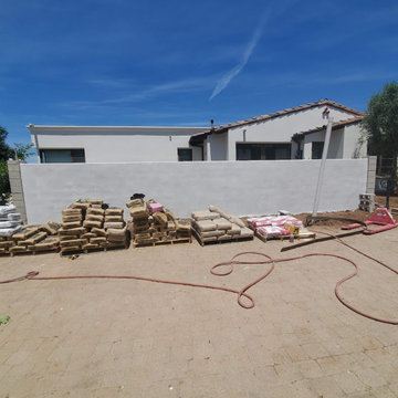 free standing wall and santa barbara stucco