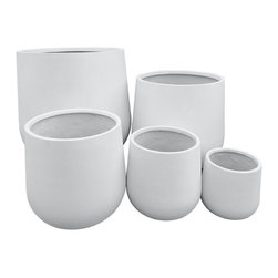 StoneLite GRC Bung Planters in Australian Dulux White on White - Outdoor Pots And Planters
