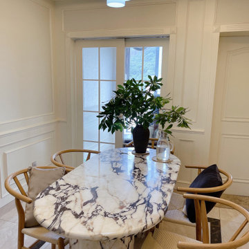 Natural Marble Calacatta Viola Dining Table - Semi-cyl Base