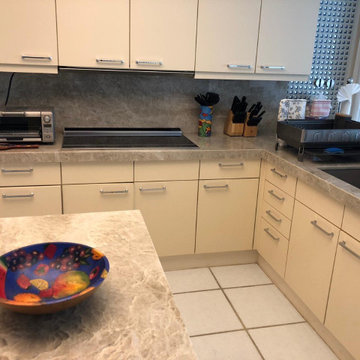 Contemporary Kitchen Warm Taj Mahal aka Perla Venata Quartzite Countertops